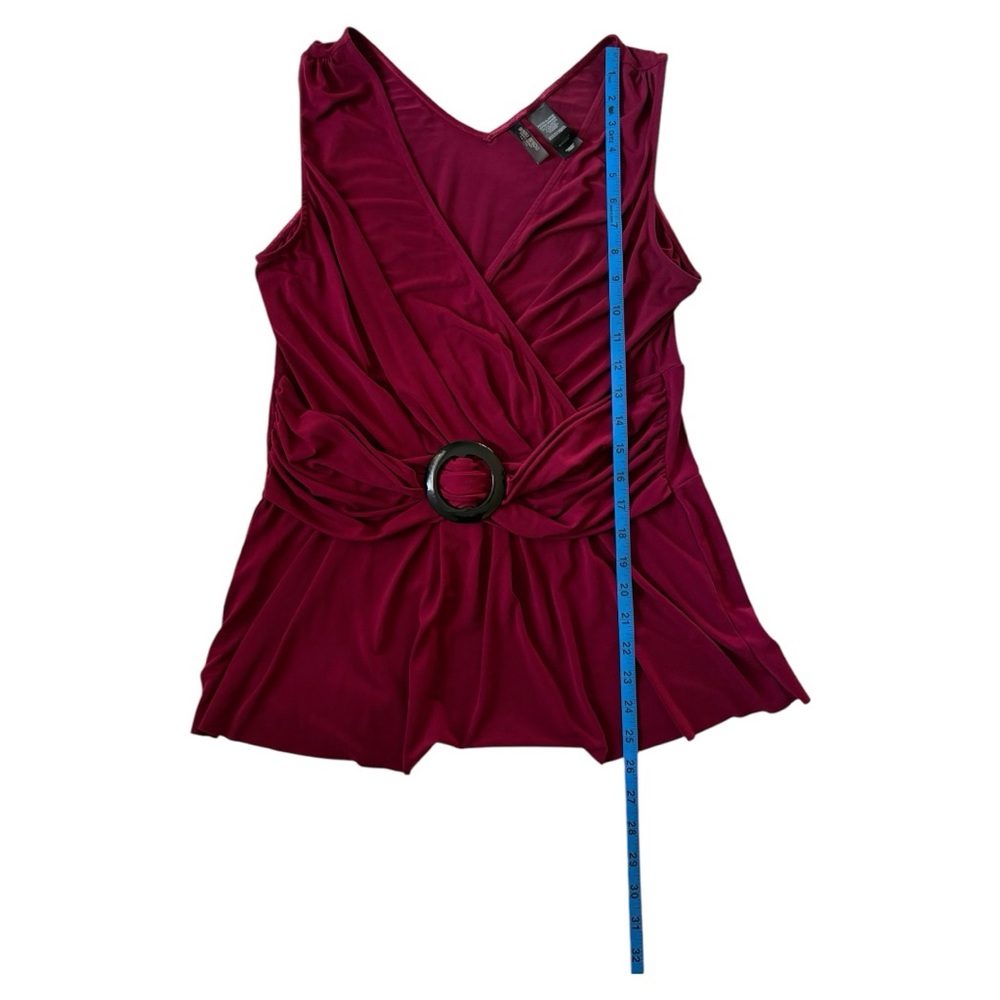 Bisou Bisou Elegant Burgundy Sleeveless Top with Belted Detail Sz XLP - Picture 4 of 5